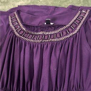 Forever 21 Plum Purple Beaded & Jeweled Statement Neckline Dress - Size L